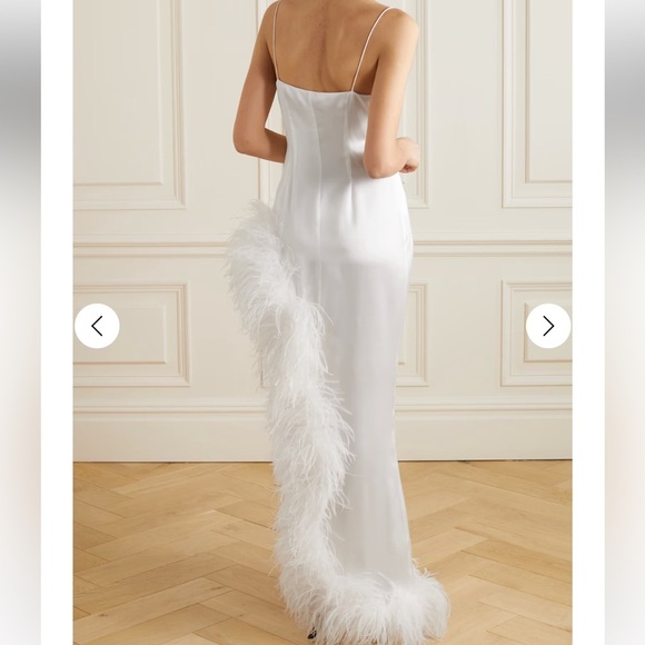 ALESSANDRA RICH Asymmetric feather-trimmed silk-satin gown 36 - Picture 3 of 14